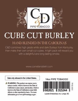 Cornell & Diehl - Cube Cut Burley MYO 16oz 453.6 gram