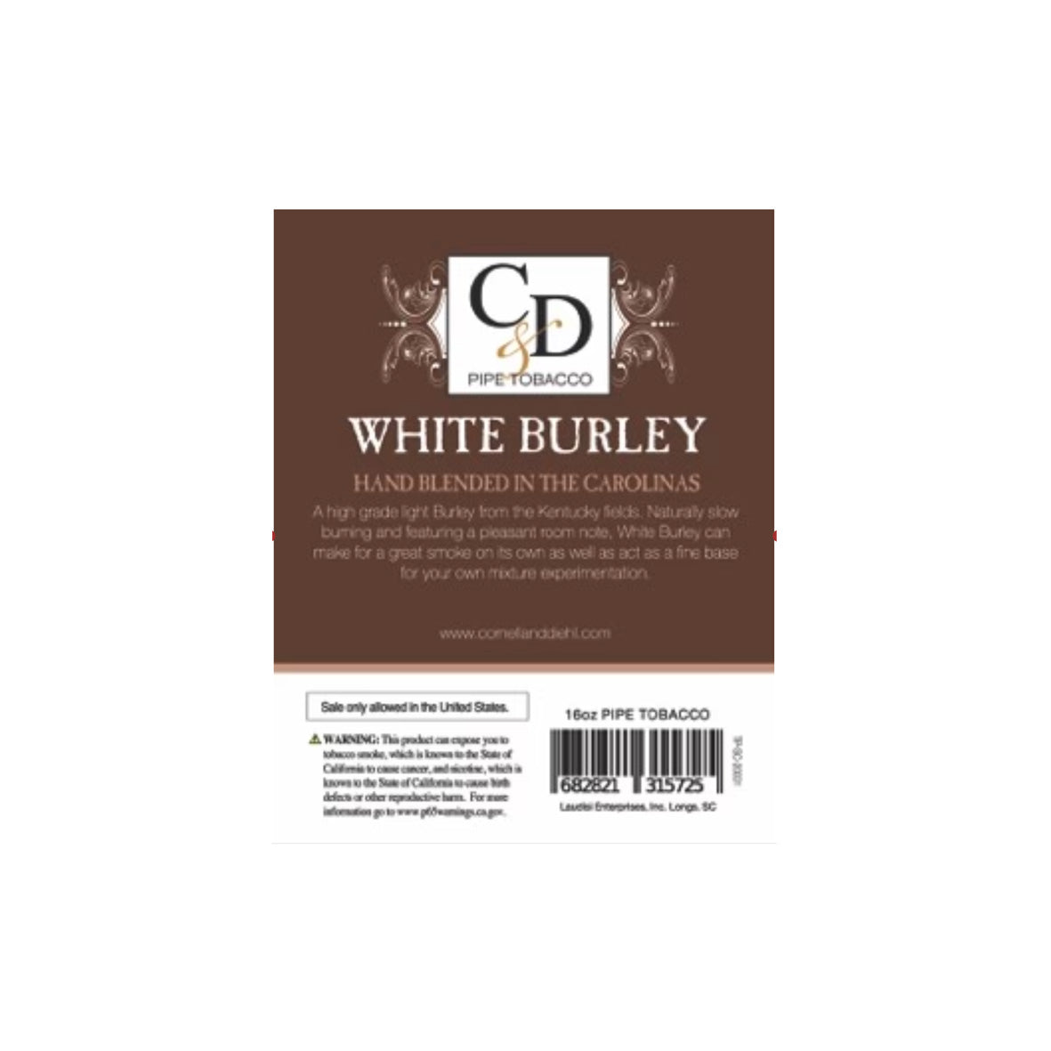Cornell & Diehl - White Burley MYO 16oz 453.6 gram