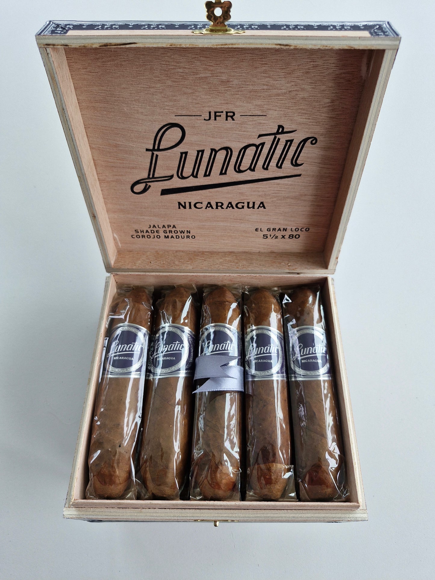 Aganorsa Leaf, JFR Lunatic Corojo Maduro El Gran Loco 5 1/2 x 80 10 stick box