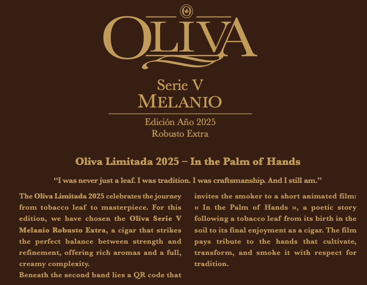 Oliva - Serie V Melanio Edicion Ano 2025 Robusto Extra 5 x 54 10 stick